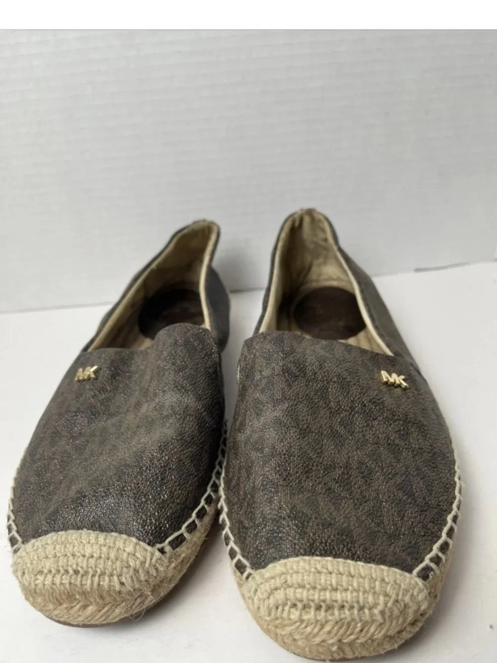 Michael Kors MK Logo Brown Espadrille Flats Size 8.5M